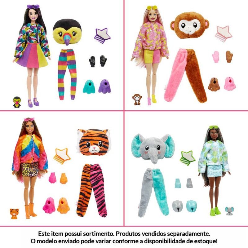 Boneca Articulada - Barbie Cutie Reveal - Selva - Elefante - Mattel