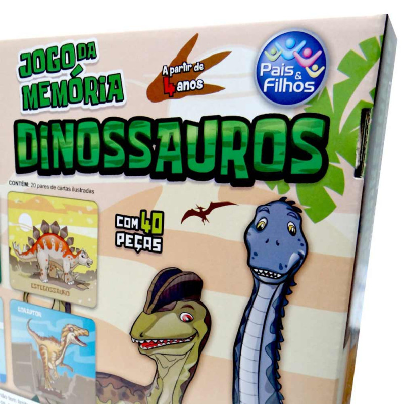 Jogo da Memória Infantil Dinossauros 40 pcs - Pais e Filhos - Jogos de  Memória e Conhecimento - Magazine Luiza