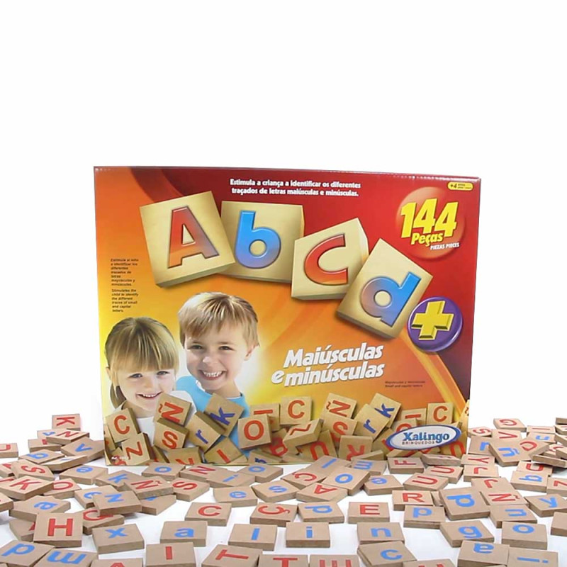 Jogo Educativo Brincando de Aprender c/ Alfabeto 144 Peças Madeira - Pais e  Filhos