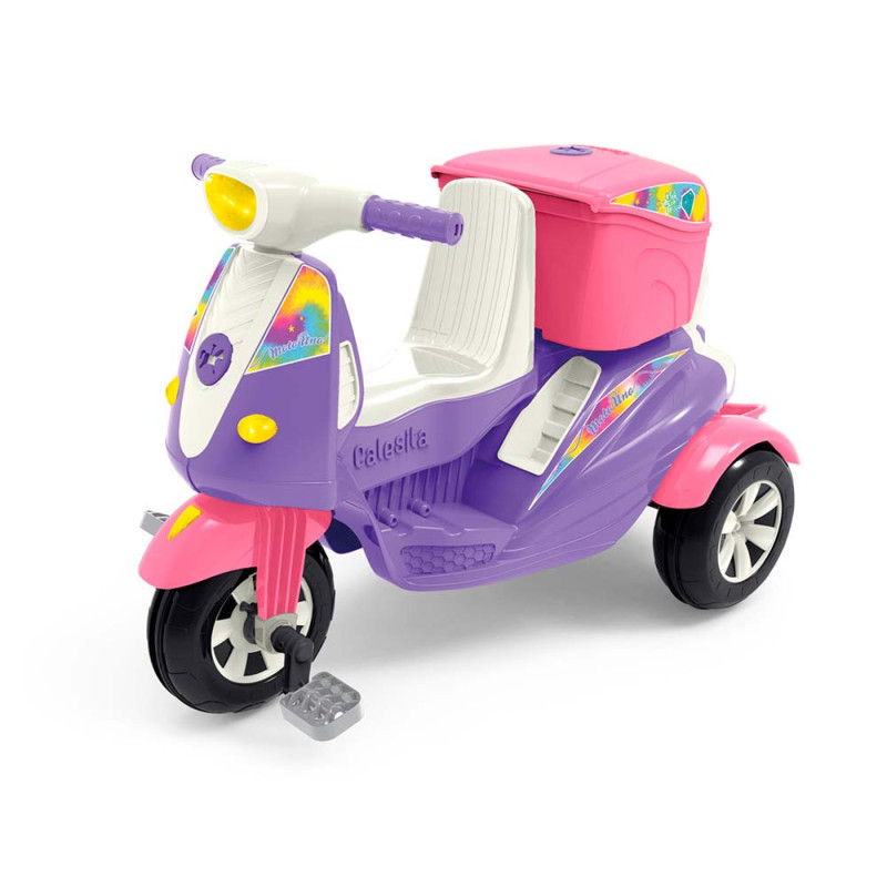 Triciclo de Passeio e Pedal para Bebe Calesita Moto Uno Rosa, motocas para  bebê 