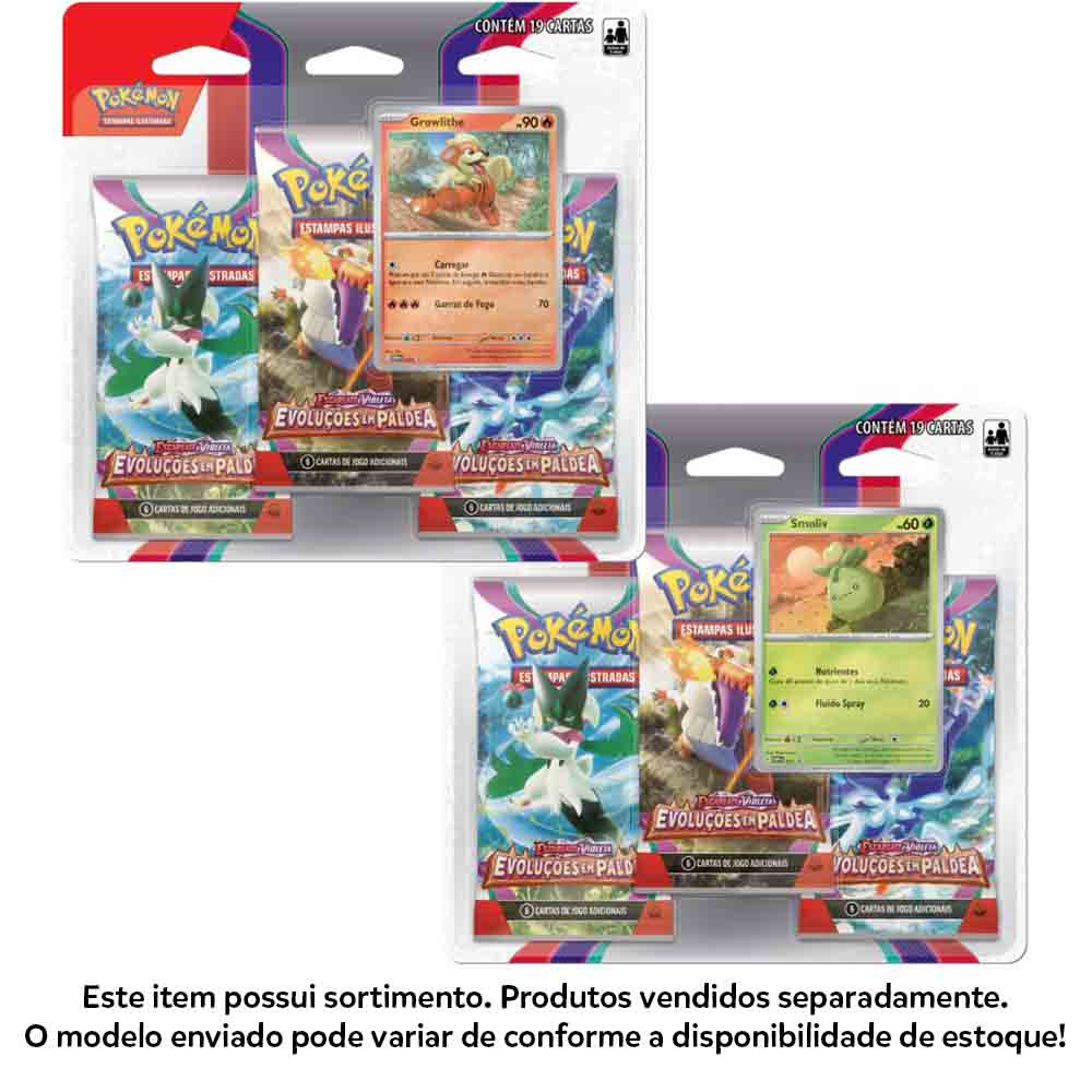 Blister Triplo Pokémon Escarlate e Violeta 2 - Evoluções em Paldea -  Growlithe