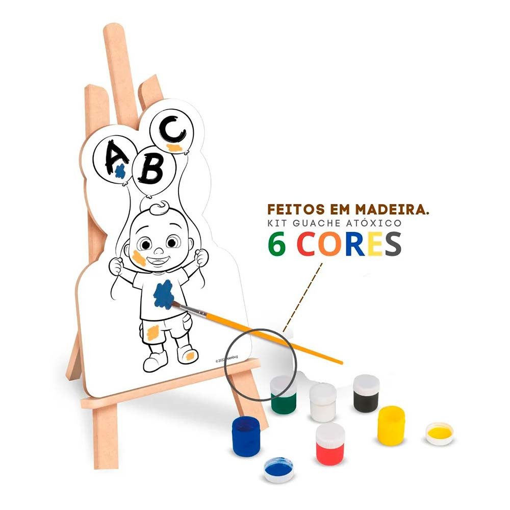 Kit Pintura Infantil Cocomelon C/cavalete 4 Telas 0514- Nig