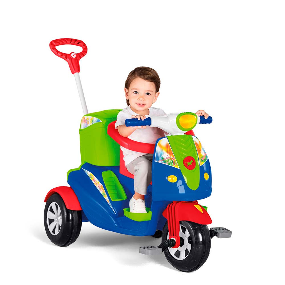 Triciclo Passeio Moto Motinha Infantil C/ Empurrador Menina