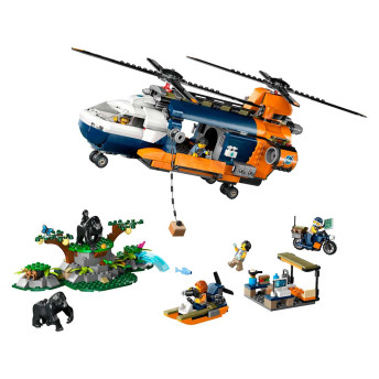 Bloco de Montar - CITY – Helicoptero Explorador da Selva no Acampamento Base  - 881  peças - LEGO