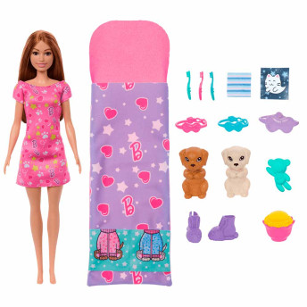 Boneca - Barbie Family - Festa do Pijama com Cachorrinho - Mattel