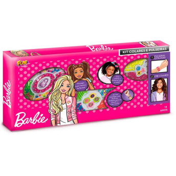 Kit Bijuterias e Miçangas Infantil - Colares e Pulseiras - Barbie - Fun