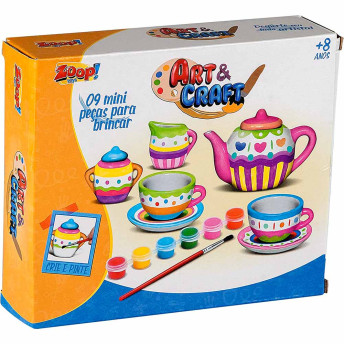 Kit de Pintura Infantil - Art e Craft Cerâmica - Jogo de Chá - Zoop Toys