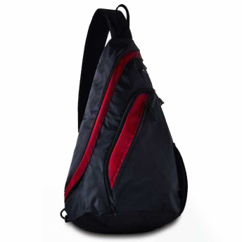 Mochila Transversal - Clio Sport - Saída pra Fone - Preta e Vermelha - Clio Style