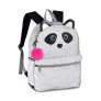 Mochila de Costas Escolar - Clio Girls - Paetê - Panda - Prata e Branco - Clio Style